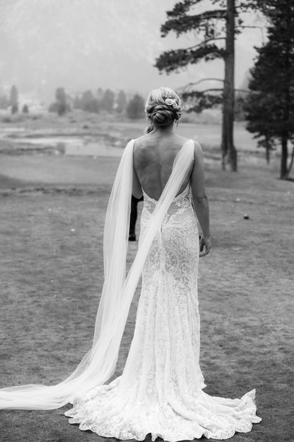 romantic shoulder bridal wings for natural park wedding