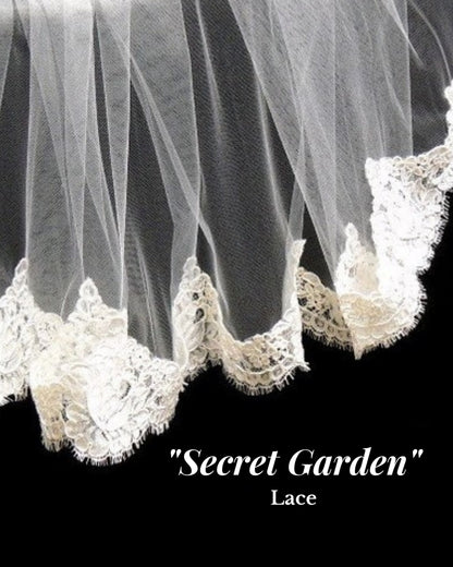 secret garden eyelash scallop trim wedding veil