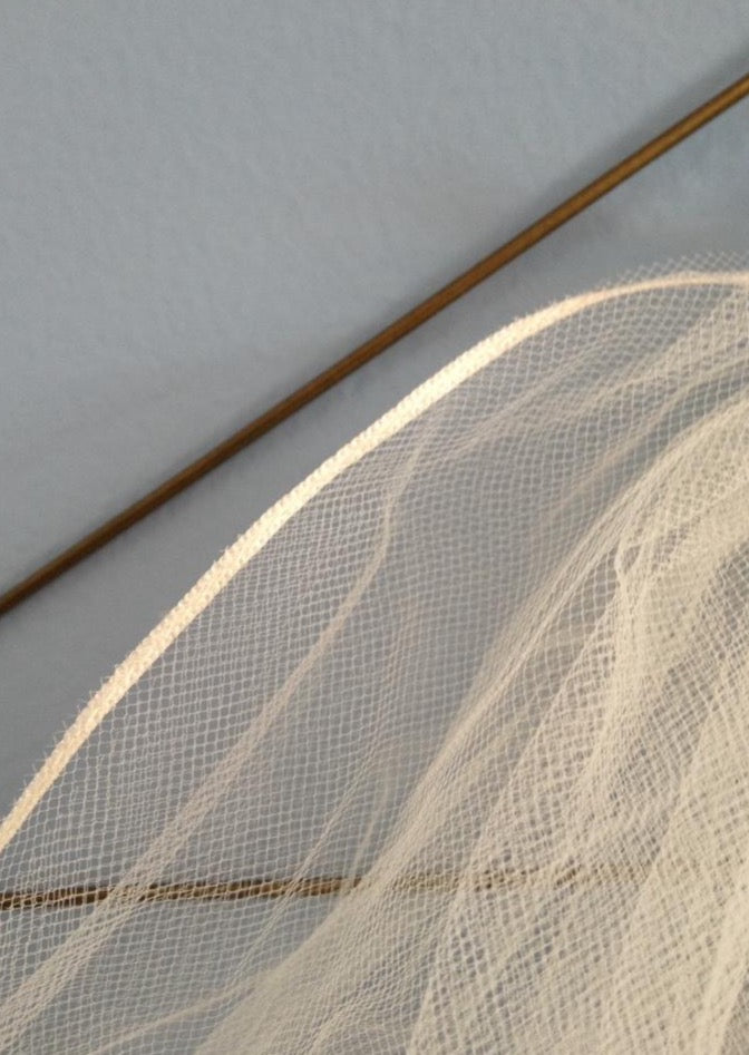 simple ribbon edged bridal veil in white
