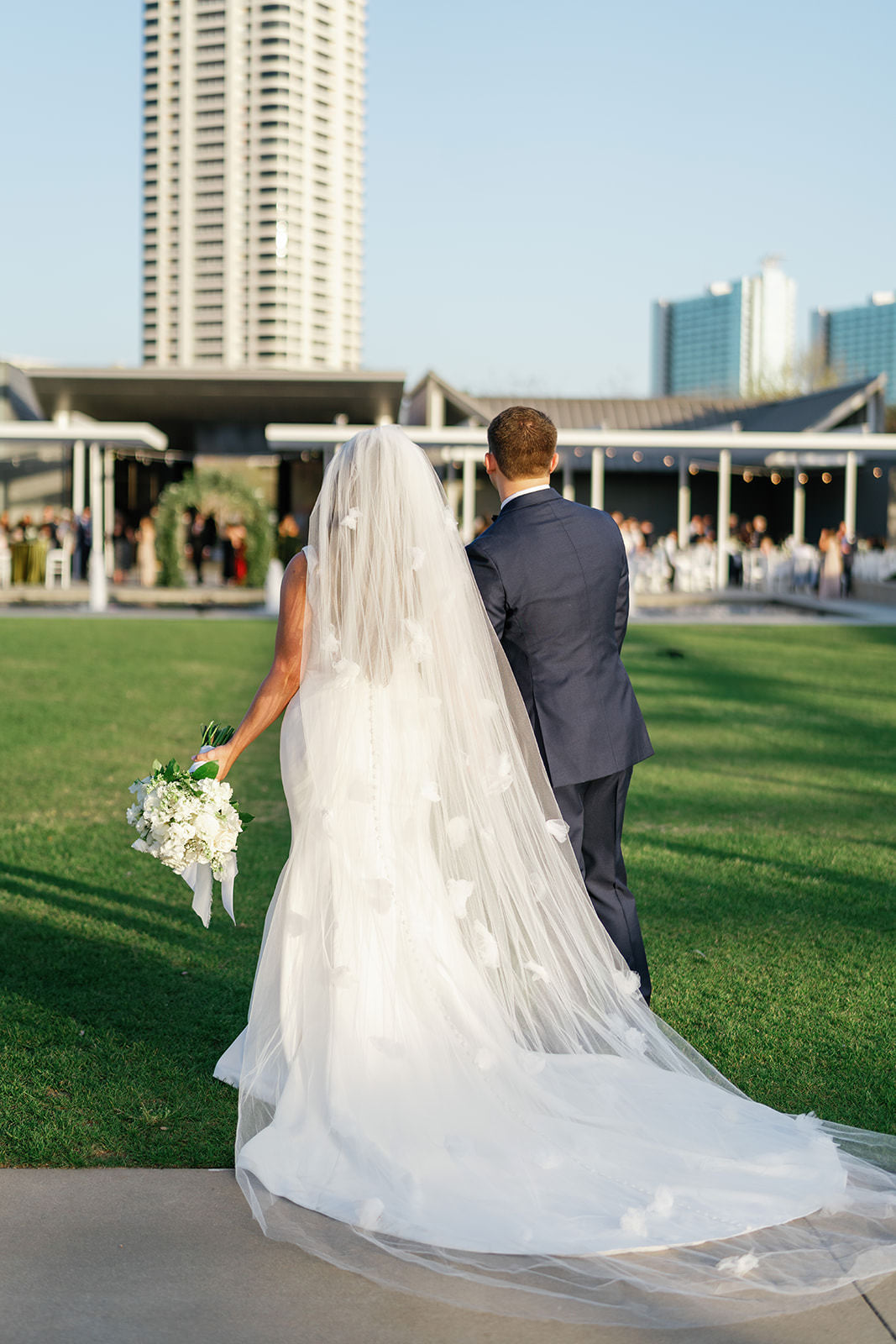 extra long cathedral length wedding veil with 3D flower applique blooms