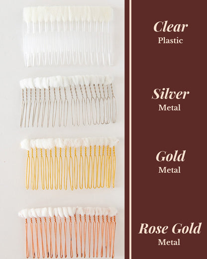 metal and clear hair comb options for custom bridal accessory