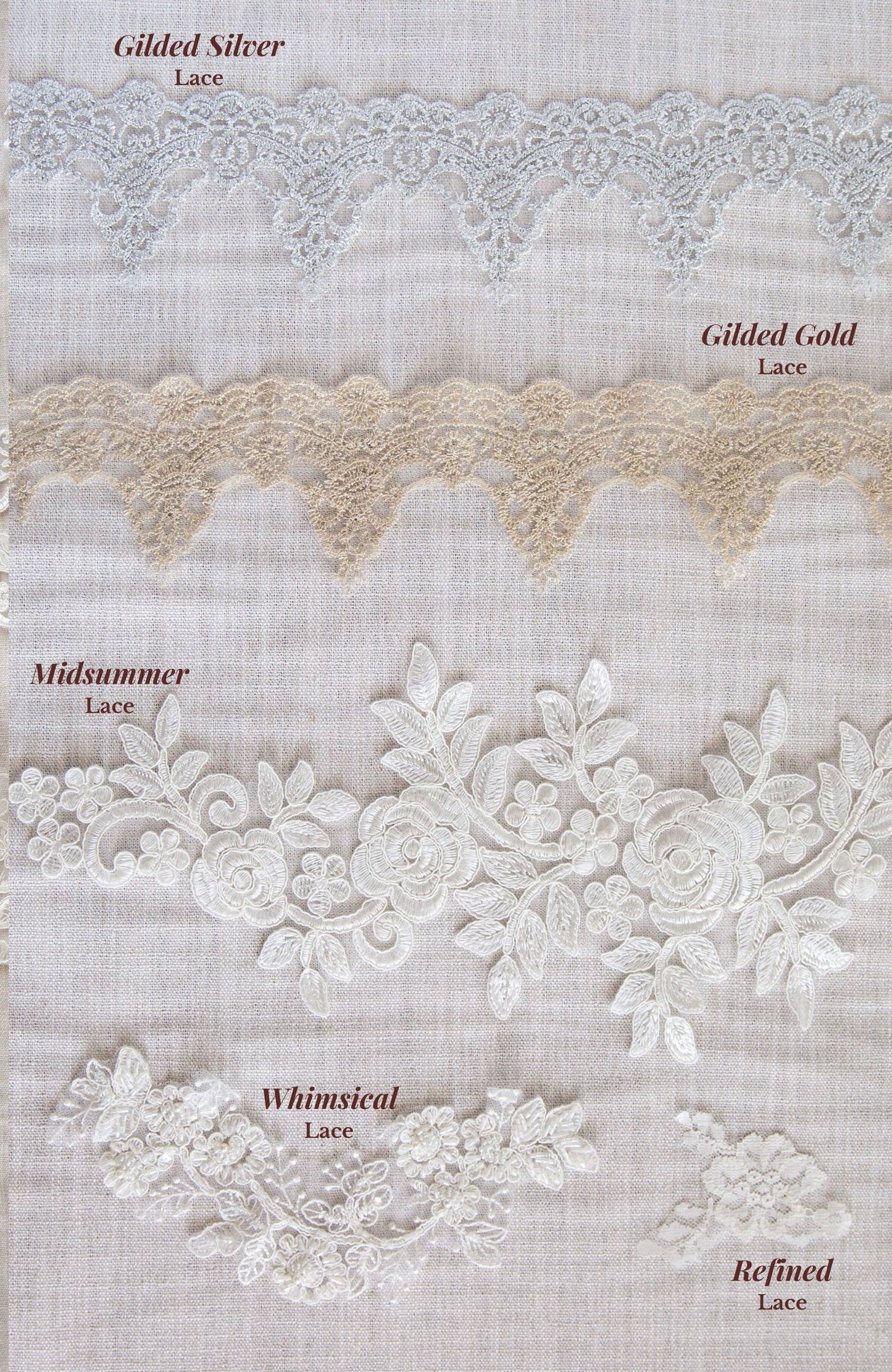 gold silver and appliqué style lace trims for wedding veils