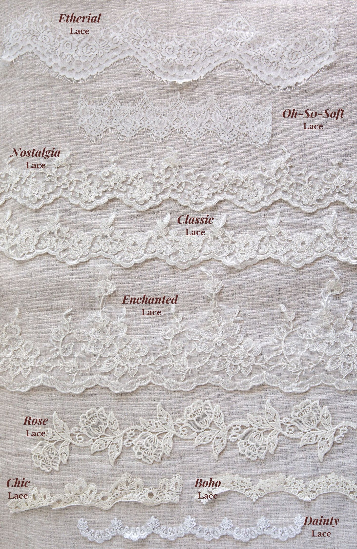 lace trim and edging options for custom bridal veils