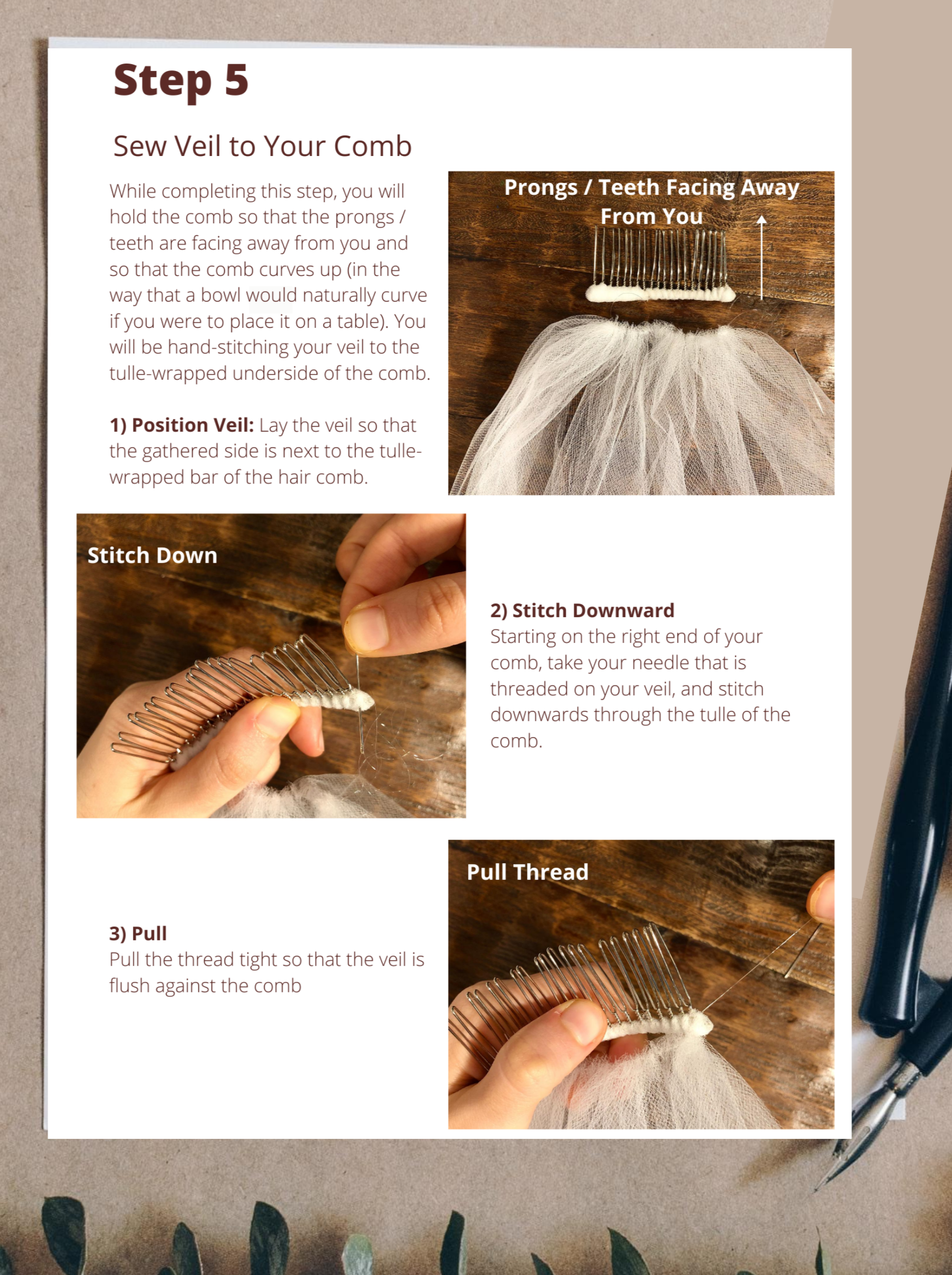 How to Make a Wedding Veil with Comb. 5 Easy Steps!